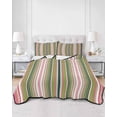 thumbnail image 3 of Colorful Striped Full Size Down Alternative Comforter, Lightweight Comforter Quilt Bedding Set with Pillow Shams Sage Green Pink White Vertical Lines All Seasons Bed Comforter Duvet Insert 78"x90", 3 of 7