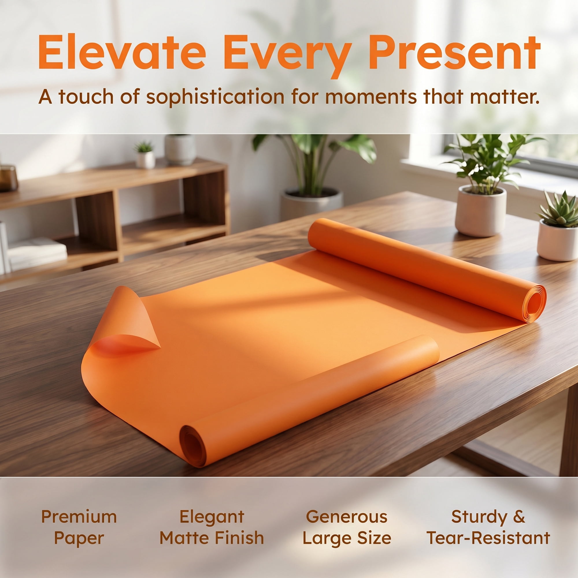 Unique Bargains Thick Gift Wrapping Paper Anti-Tear Giant Matte Sheets Orange 39.4"x 27.6"