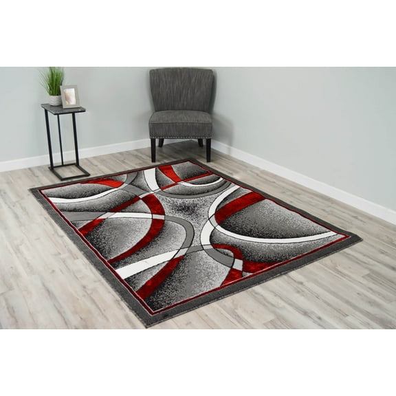 STAR Modern Stylish Living Room Rug DESIGN 1310 - 5'2"x7'5", Red