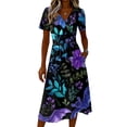 thumbnail image 4 of Halloween Dresses for Women Spider Short Sleeve Ghost Fall Wedding Guest Dress Pumpkin V Neck Cute Wrap Dresses XL, 4 of 5