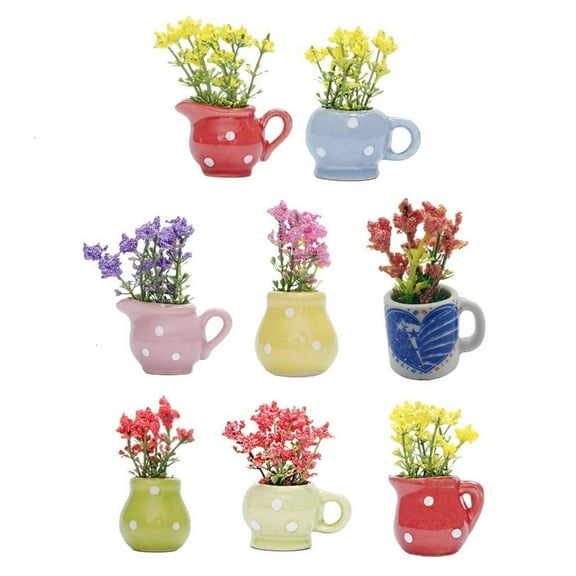 8Pcs Magnetic Mini Vases Resins Flower Pot For Refrigerator Farmhouses Decors