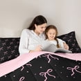 thumbnail image 4 of Erosebridal Cute Bow Knot Full Size Comforter Sets For Girl Kids,Ribbon Bowtie Pink Bows Bedding Sets, Reversible 3-Piece, 4 of 7