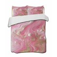 thumbnail image 2 of Pink Marble Twin Size Down Alternative Comforter, Lightweight Comforter Quilt Bedding Set with Pillow Shams Modern Ink Painting Abstract Golden All Seasons Bed Comforter Duvet Insert 68"x86", 2 of 7
