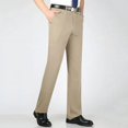 thumbnail image 2 of Pantalones de traje para hombre, color caqui, para negocios, drapeados, con cinturón, fluidos, ajustados, de cintura alta, para uso social, estilo vintage, 2 of 5
