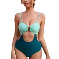 thumbnail image 1 of Traje de baño plisado de Color sólido Sexy a la moda para mujer, traje de baño con espalda abierta y cuello colgante, traje de baño dividido en Bikini OAVQHLG3B Store llm121212, 1 of 8