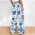 thumbnail image 4 of ClodeEU Women's Print Wide Leg Pants , Loose Fit Casual Trousers with Drawstring Waist and Pockets White 03,Womens Plus L, 4 of 4