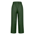 thumbnail image 5 of Bloomae Cotton Linen Pants Women Summer Elastic High Waist Comfy Lounge Pants Plus Size Straight Leg Slack Casual Trouser with Pocket Army Green#03 XXXL, 5 of 7