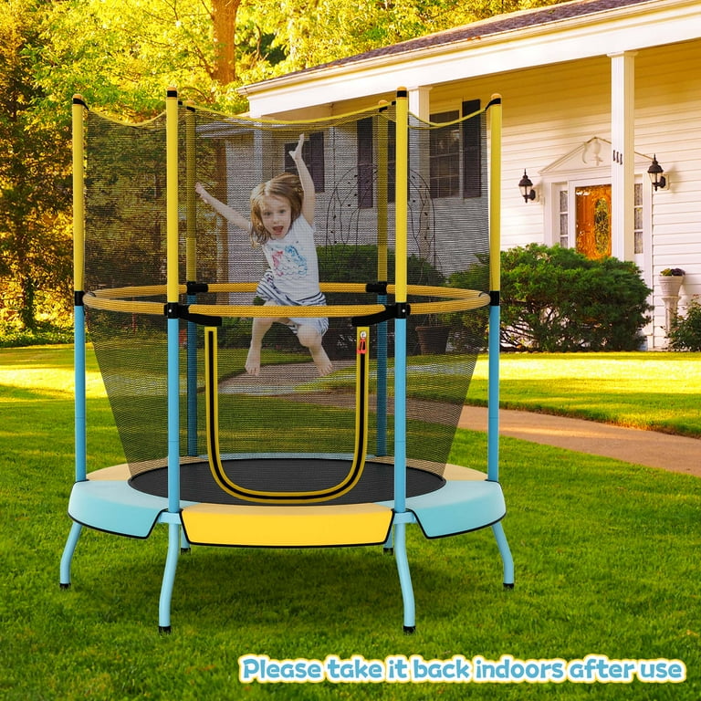 太陽のトランポリン Costway Trampoline for Kid's with Safety Enclosure Net, Blue