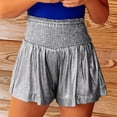 thumbnail image 1 of Pantalones cortos metálicos brillantes para mujer, pantalones cortos de entrenamiento plisados, sueltos, informales, de cintura alta, para playa, 1 of 8