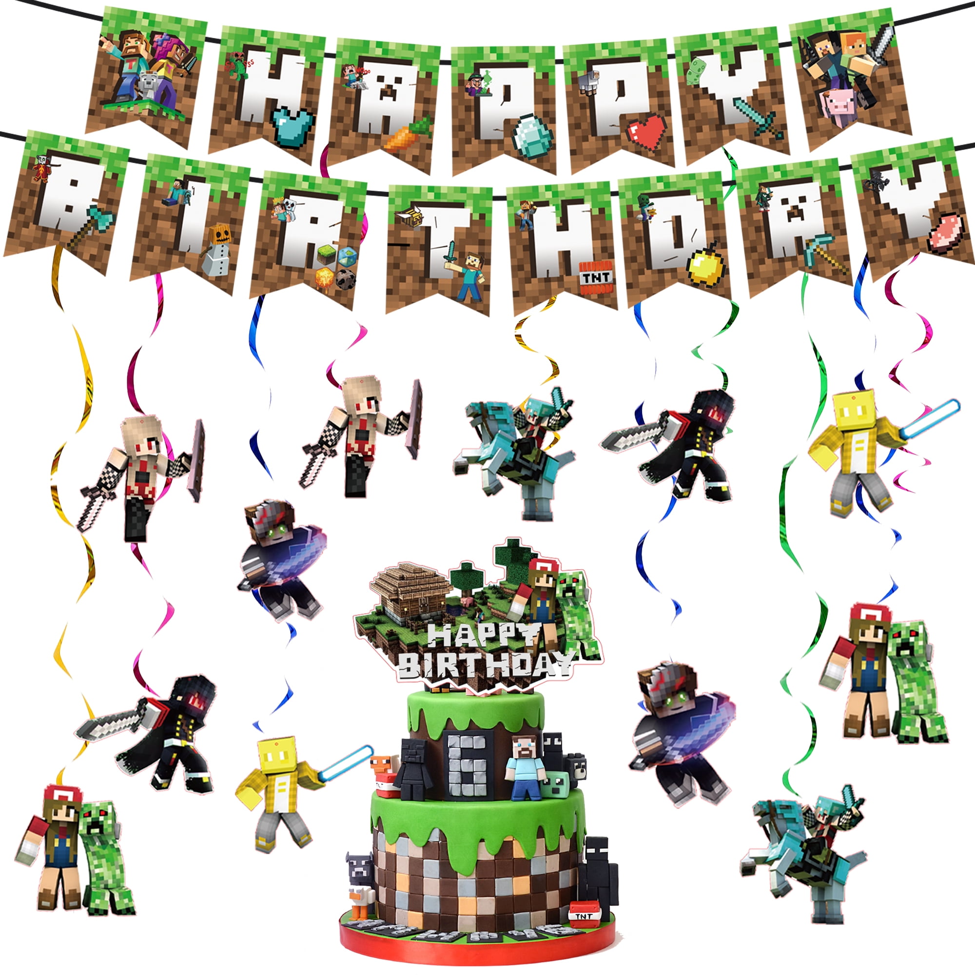 Quick delivery timelimited Specials Minecraft Party Decorations Pixel