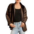 thumbnail image 3 of Women'S Contrasting Colors Cropped Jacket Casual Light Weight Fall Fashion Winter Coats Outerwear Brown XXL, 3 of 8