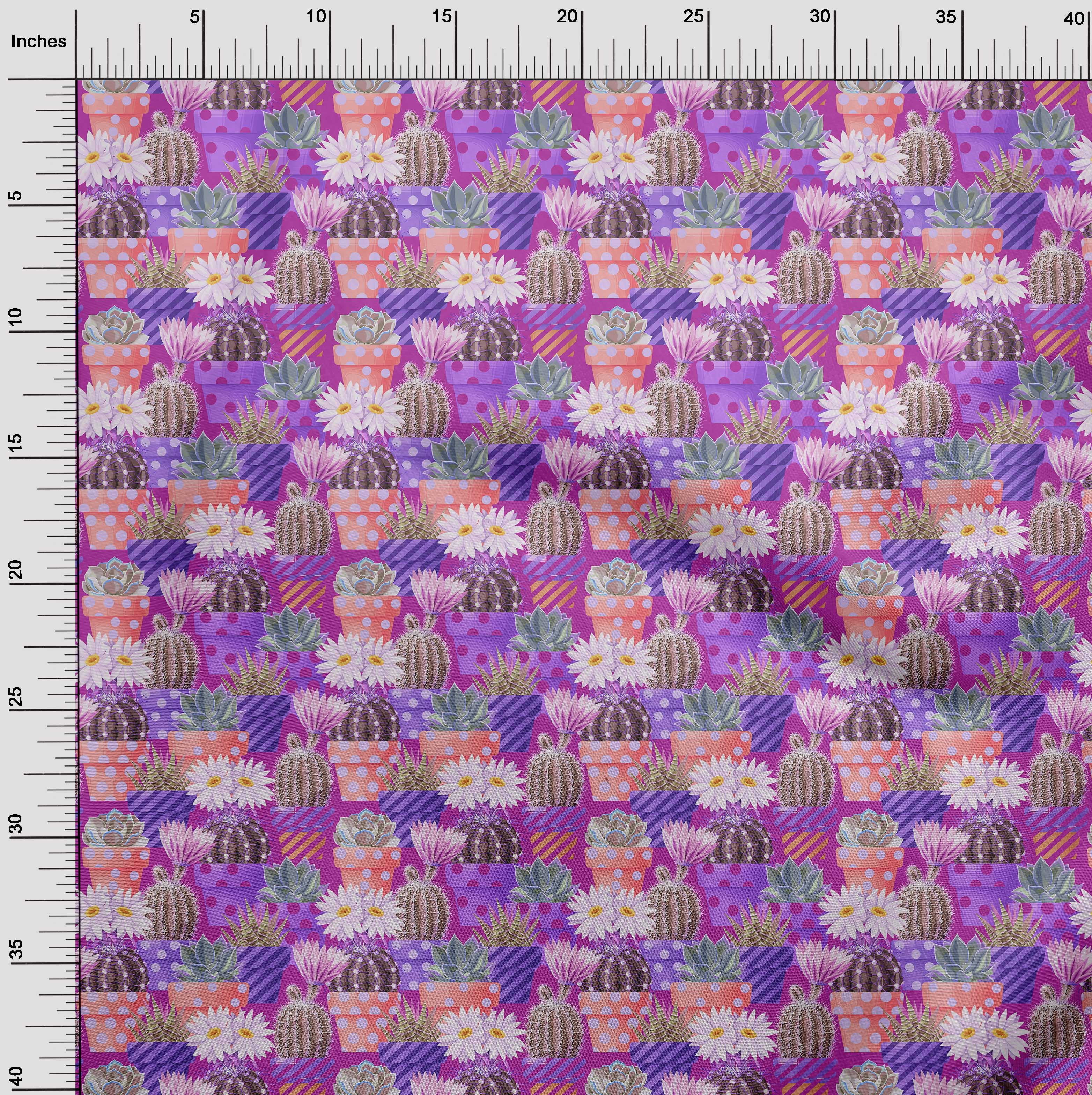 oneOone Cotton Jersey Purple Fabric Plants Cactus With Flowers Diy Clothing Quilting Fabric Print Fabric By Yard 58 Inch Wide