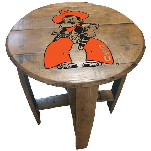 Oklahoma State Cowboys Oak Barrel Table
