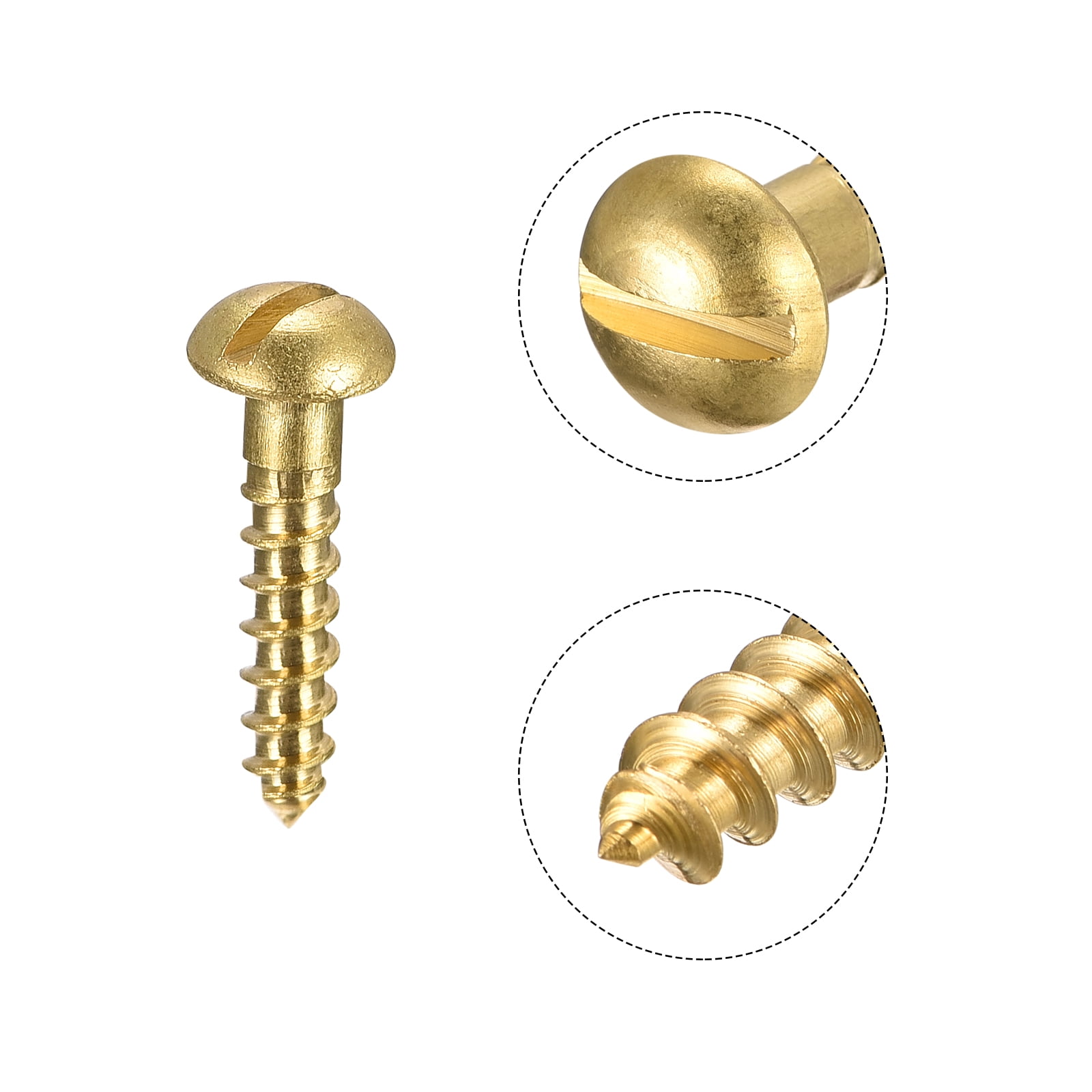 Unique Bargains Wood Screws Slotted Round Head Brass Self-Tapping Screws M2 x 10mm