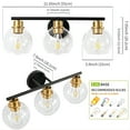thumbnail image 4 of Vanity Lights for Bathroom 3 Lights Industrial Wall Mounted Mirror Wall Lights with Glass Cover, 4 of 5