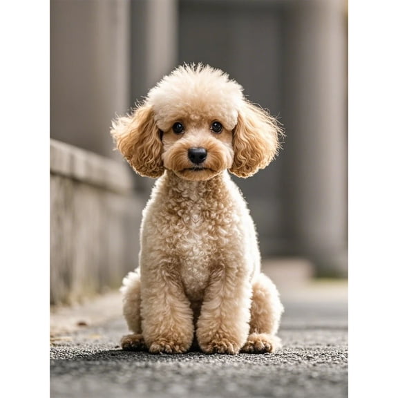 Apricot Poodle Diamond Painting DIY Kits 5D Diamond Art Full Round Drill Rhinestones Crystal by Number Mosaic Embroidery Handmade Arts and Crafts for Living Room Bedroom Home Wall Decor 12x16 inch