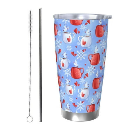 

Tideii coffee love cup winter for 20OZ Car Cup Stainless Steel Cold and Hot Cup with Lid Suitable for Outdoor and Home Unisex-Straw Two-piece Set