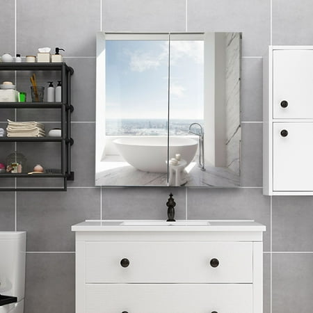Gymax 24 Wide Wall Mount Mirrored Bathroom Medicine Storage Gymax 24 Wide Wall Mount Mirrored Bathroom Medicine Storage Cabinet 2 Mirror Door New