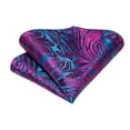 thumbnail image 5 of Hi-Tie Purple Blue Paisley Ties for Men Woven Silk Necktie Pocket Square Cufflink Set Wedding Business, 5 of 6