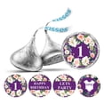 thumbnail image 1 of Darling Souvenir Party Favor Floral Border 1st Birthday Theme Stickers Labels 190 Pcs-Purple, 1 of 2