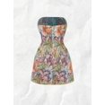 thumbnail image 4 of Multicolor Floral Print Strapless Mini Dress With 3D Flower Appliqués, 4 of 8