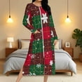 thumbnail image 4 of Long Zip Up Robes for Women,Christmas Snowflake Pajama Long Sleeve Nightgowns with Pocket Soft Housecoats for Plus Size Knee Length Loungewear Dresses, 4 of 9