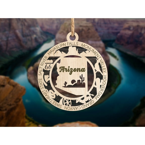The Cabin Woodworker - Baltic Birch Wood - Arizona State Ornament - Solid Backing