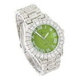 thumbnail image 3 of Women's Big Rocks Bezel Colored Dial with Roman Numerals Fully Iced Out Watch - ST10327LA (Silver - Lime), 3 of 3