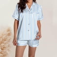 thumbnail image 7 of WAYUTE 2 Piece Sets for Women Short Sleeve Stpried V Neck Button Down Shirts and Shorts Set Comfortable Home Outfit Loungewear Sets, 7 of 7
