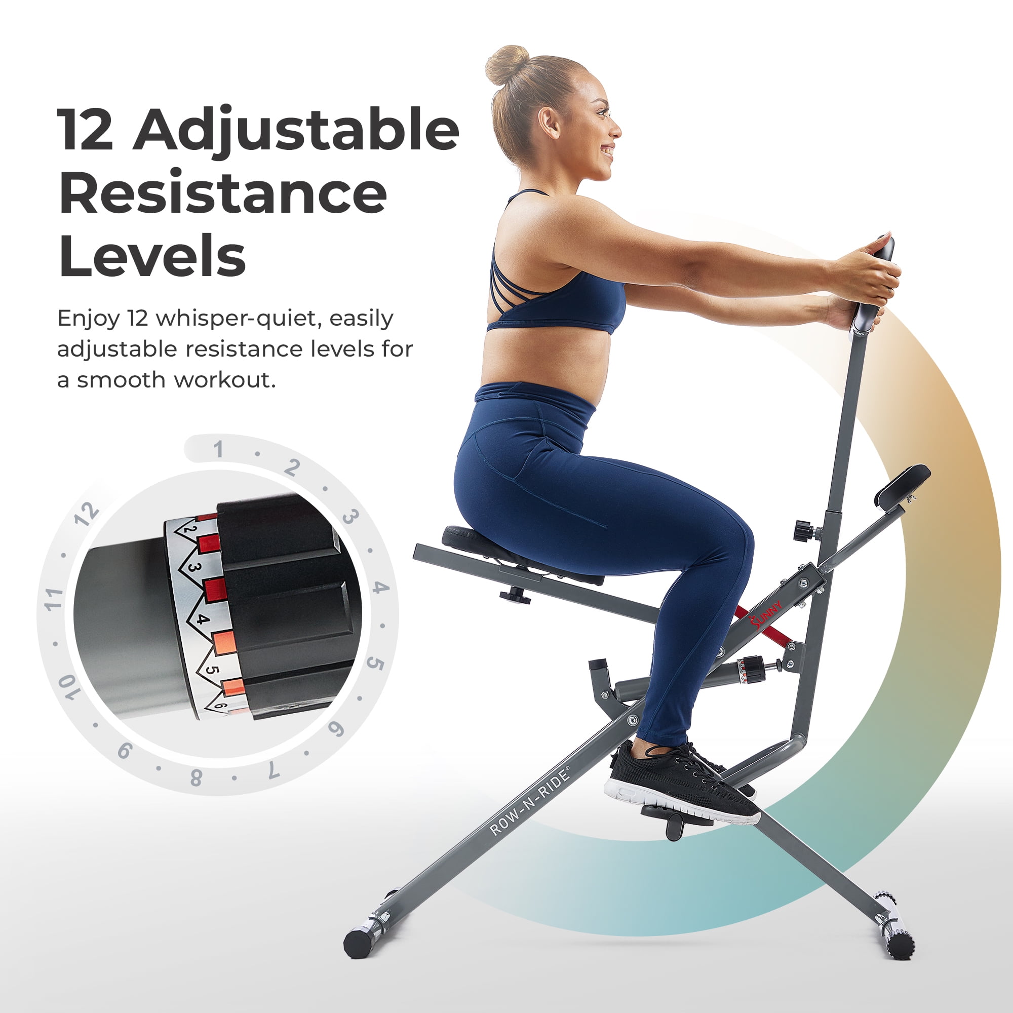 Sunny & Health Fitness Row-N-Ride Pro Squat Assist Trainer with Free SunnyFit App via Bluetooth, SF-A023053