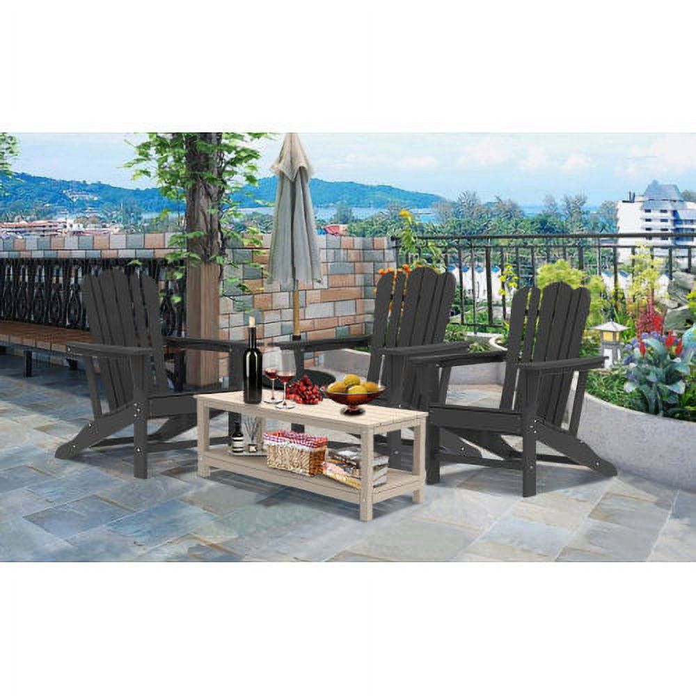 Adirondack Chair Plastic Weather Resistant, Backyard Chair for Patio Deck Garden Set of 3, with 2 Plastic Chairs & an Outdoor Side Table, Folding Outdoor Chair, Chair Patio Garden Chairs Black - image 2 of 7