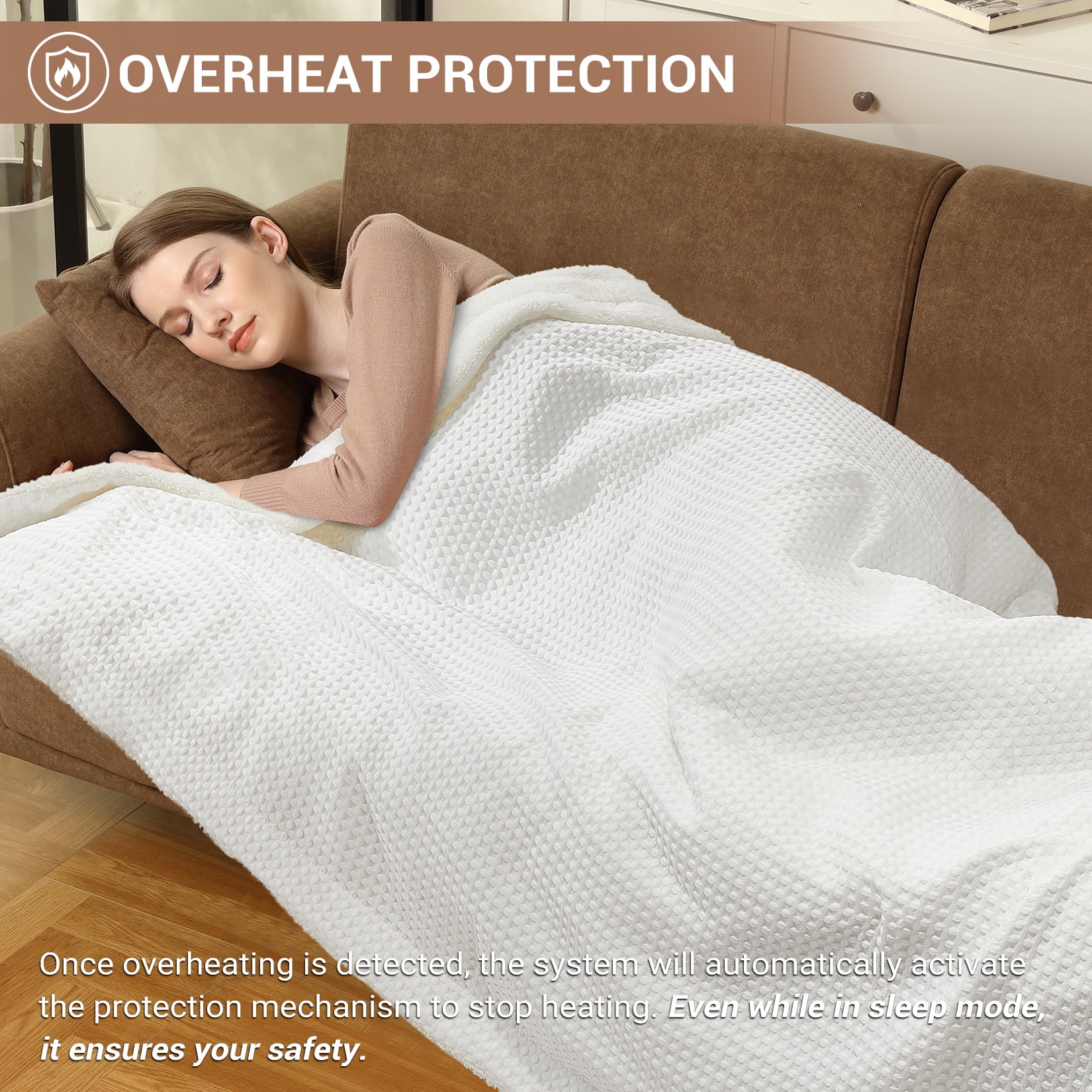 Heated Blanket with Wireless LCD Controller, 90" x 100" King Size Waffle Electric Blankets, Machine Washable Heated Blanket , ETL Certified, White