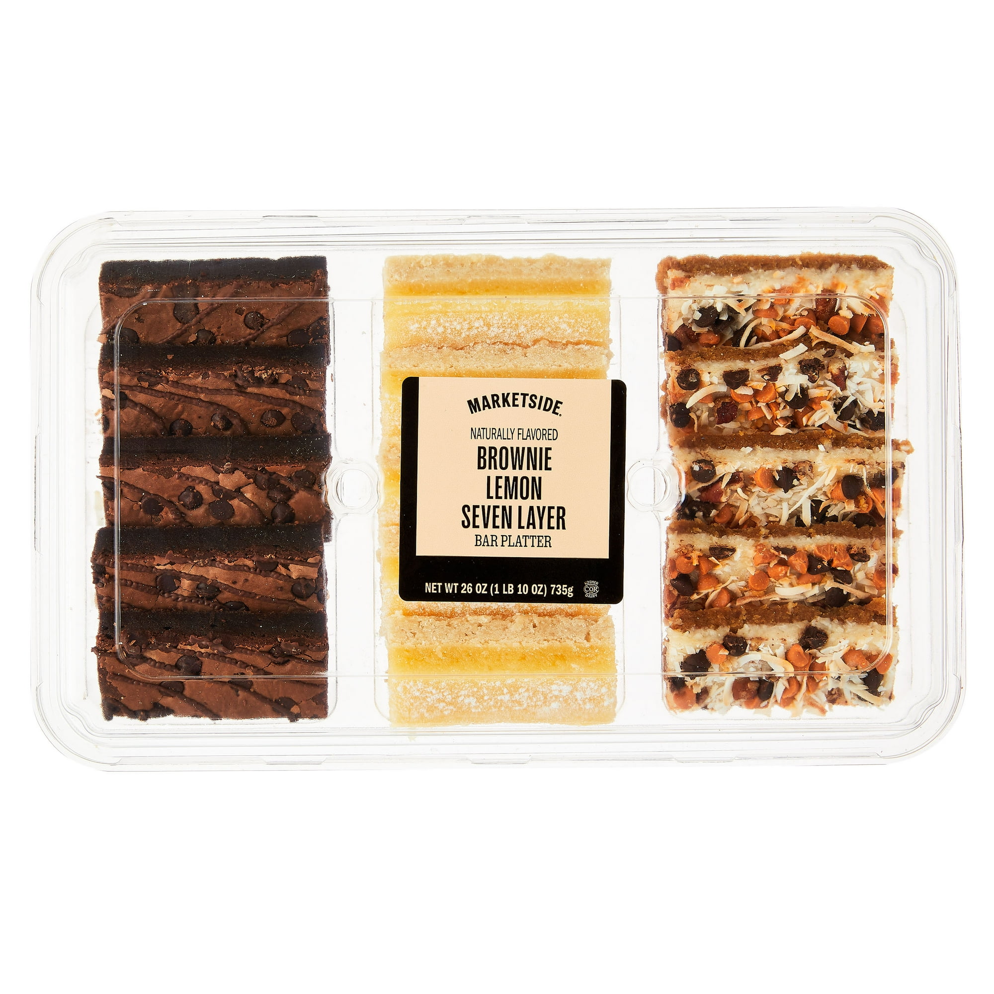 Marketside Brownie, Lemon, Seven Layer Bar Platter, 26 oz, 15 Count (Shelf-Stable) Baked