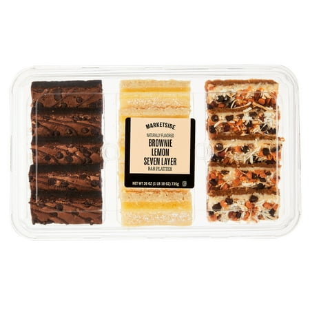 Marketside Brownie, Lemon, Seven Layer Bar Platter, 26 oz, 15 Count, Shelf-Stable, Baked