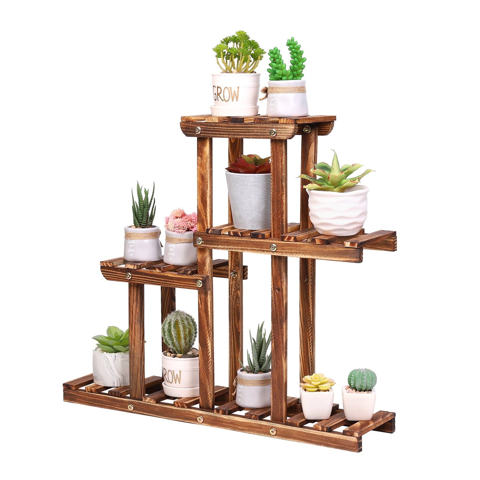 unho 4 Tier Succulent Stand Plant Shelf Wooden Rack Holder Display