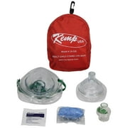 Kemp USA 6" White and Red CPR Mask Adult and Child Mask in Nylon Zip Bag with Gloves and Wipe