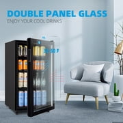 TACOOL 125Cans Mini Beverage Refrigerator Cooler, Mini Fridge with Glass Door 7 Temperature Setting for Home/Bar/Office