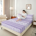 thumbnail image 5 of Manfei Vintage Mandala Damask Twin Sheet Sets, Plum Zebra Print Twin Fitted Sheet, Cycle Stripes Abstract Flat Sheet, Lightweight Room Decor, 3-Piece, 5 of 8