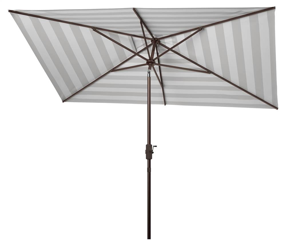 Safavieh Iris 6 5 X 10 Market Crank Patio Umbrella Grey White Walmart Com Walmart Com