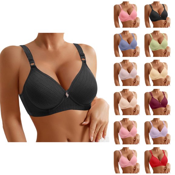 Push Up Bras for Women V Neck Side Support Lifting Lightweight Wireless Bralettes Everyday Bra