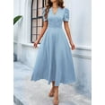 thumbnail image 6 of Women A Line Dress Formal Summer Elegant Dresses Trendy Casual V Neck Dress Short Sleeve Vacation Cocktail Dress Light Blue XL, 6 of 7