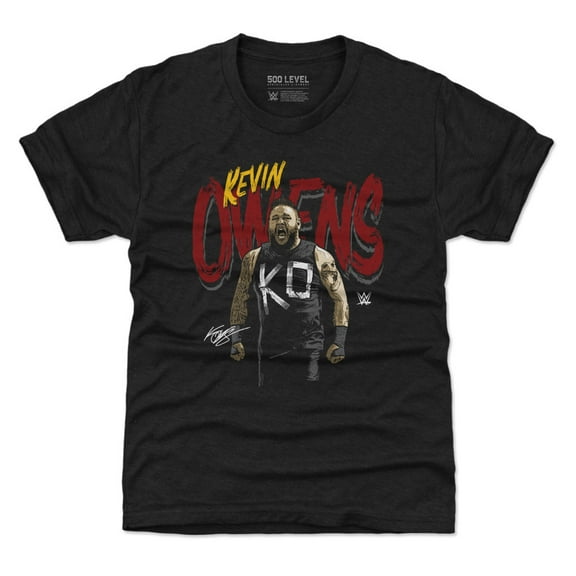 Youth 500 Level Heather Black Kevin Owens Grunge Name Tri-Blend T-Shirt