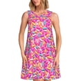 thumbnail image 1 of Disketp Colorful Donuts 1 para Vestido sin Mangas para Mujeres, Vestidos de Verano para Mujeres, Casual y Holgado para la Playa, 1 of 7