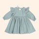 thumbnail image 2 of Odeerbi Niñas Ruffle Manga Larga Vestido de Algodón Primavera Verano Princesa Vestidos Color Sólido Cuello Redondo Dulce A-Line Vestido, 2 of 8