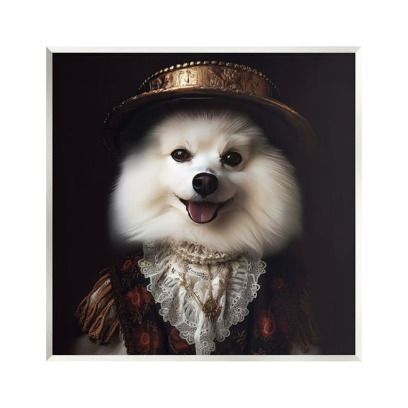 Stupell Industries Charming White Dog Outfit Animals & Insects Painting Unframed Art Print Wall Art, 12 x 12