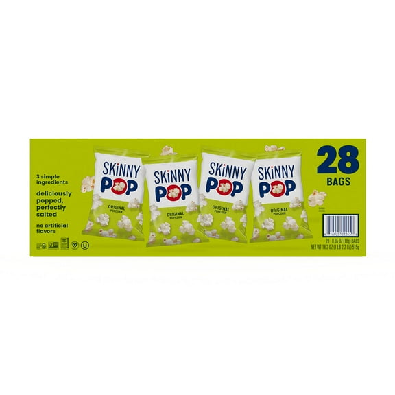 SkinnyPop Original Popcorn Snack Bags, 0.65 oz., 28 pk.
