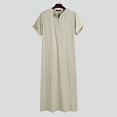 thumbnail image 3 of INCERUN Men's Muslim Saudi Arabia Kaftan Islamic Abaya Thobe Long Tops Dress Robe, 3 of 6