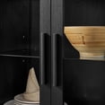 thumbnail image 5 of GZXS Arched Kitchen Pantry Cabinet with Glass Doors, Display Curio Case with LED Light Strip, Modern Retro 5-Tier Storage Hutch Cabinet for Kitchen & Dining Room, 30"L x 15.5"W x 67"H, Black, 5 of 10