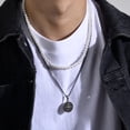 thumbnail image 3 of Colgante de brújula de acero inoxidable con moneda dorada, brújula, collar de hip hop para hombre, joyería, 3 of 6