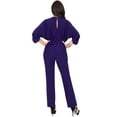 thumbnail image 5 of KOH KOH Long Pants Formal Cocktail Evening One Piece Fall Pockets Dressy Jumpsuit Romper Suit Casual Outfit Playsuit Tall 3/4 Short Sleeve For Women Indigo Blue Purple Large US 12-14 NT118, 5 of 6